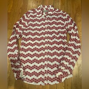Zara Man slim fit small 100% cotton white button down with red shells‎